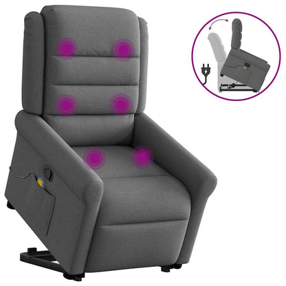 vidaXL Fauteuil de massage releveur gris foncé en tissu