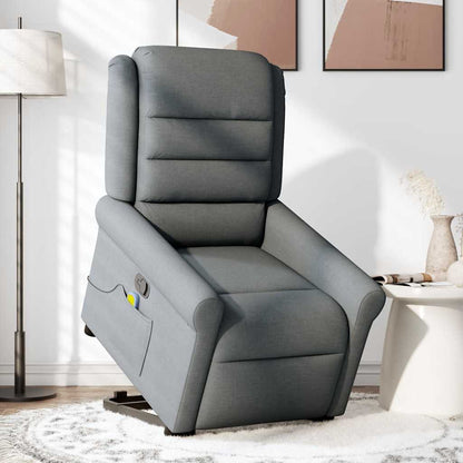 vidaXL Fauteuil de massage releveur gris foncé en tissu