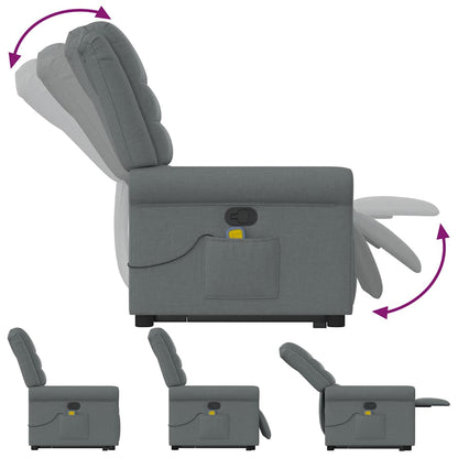 vidaXL Fauteuil de massage releveur gris foncé en tissu