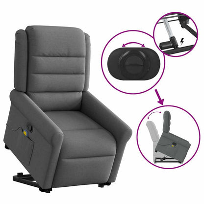 vidaXL Fauteuil de massage releveur gris foncé en tissu