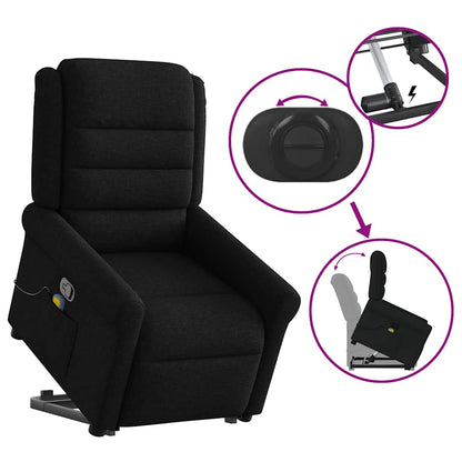 vidaXL Fauteuil de massage inclinable et releveur en tissu noir
