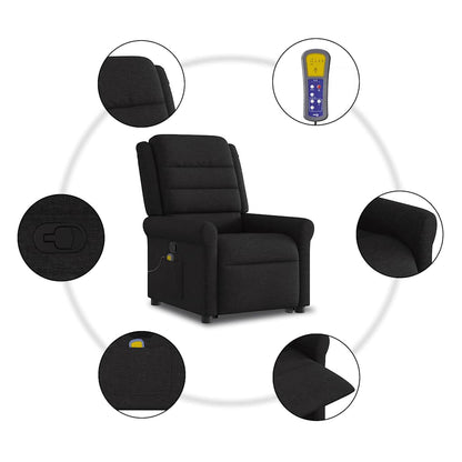 vidaXL Fauteuil de massage inclinable et releveur en tissu noir