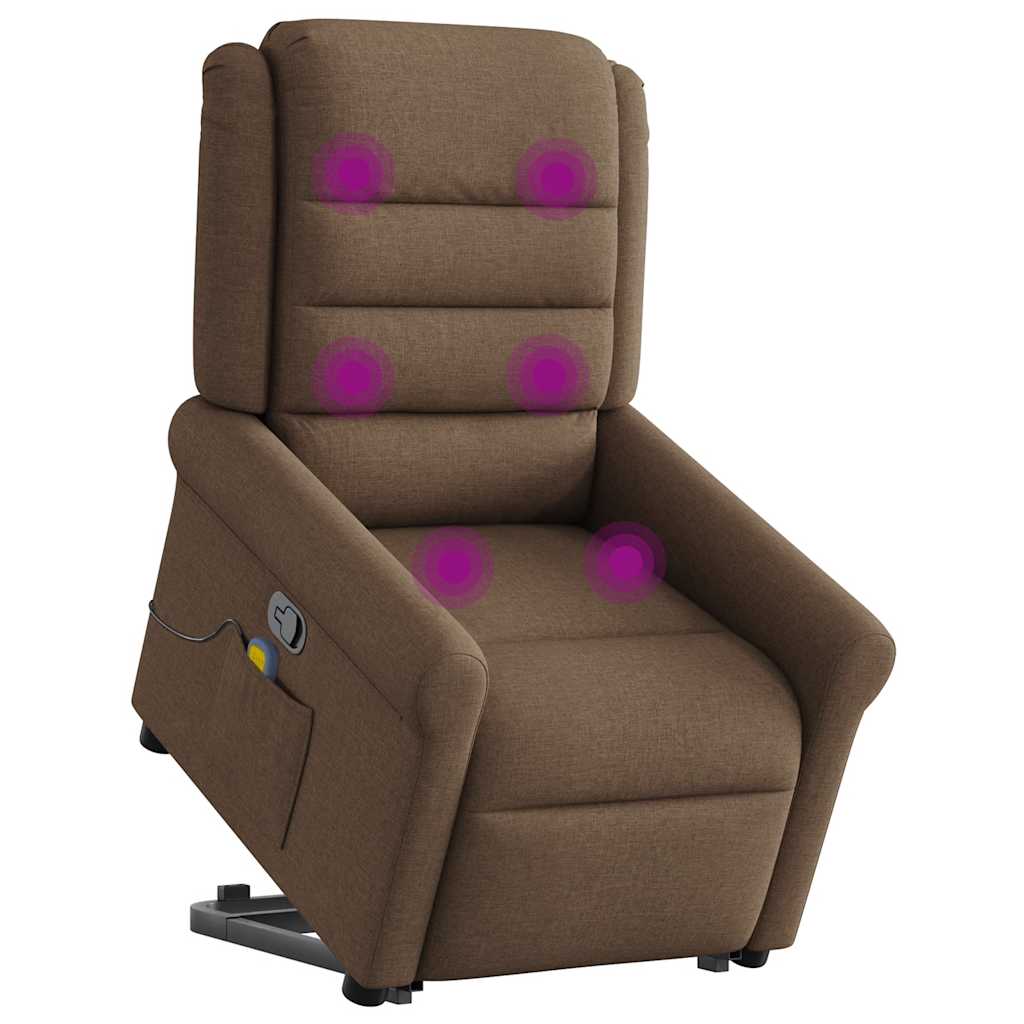 vidaXL Massagesessel mit Aufstehhilfe Braun Stoff