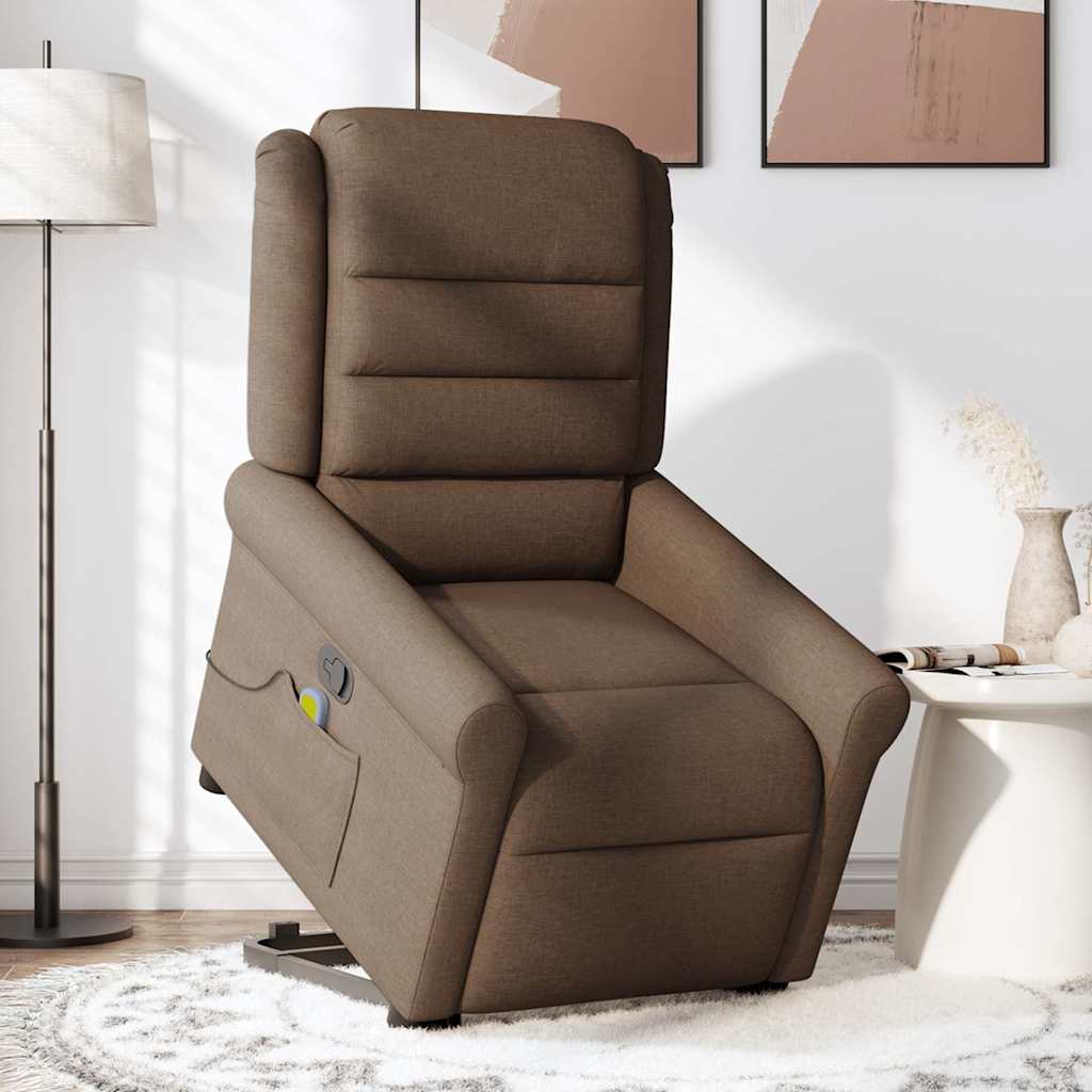 vidaXL Massagesessel mit Aufstehhilfe Braun Stoff