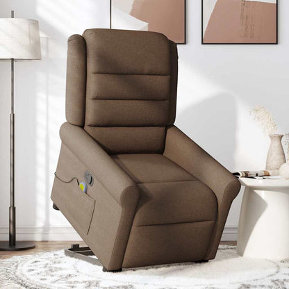 vidaXL Massagesessel mit Aufstehhilfe Braun Stoff