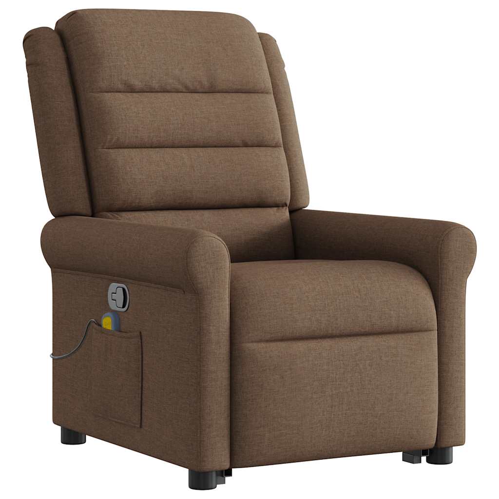 vidaXL Massagesessel mit Aufstehhilfe Braun Stoff