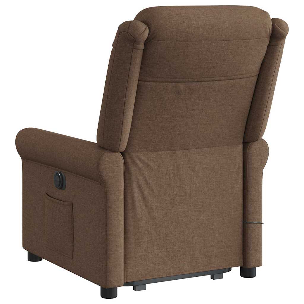 vidaXL Massagesessel mit Aufstehhilfe Braun Stoff