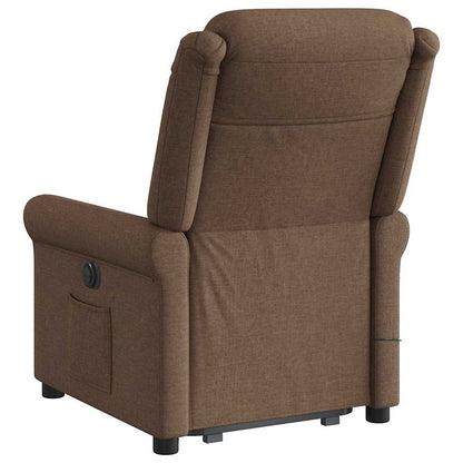 vidaXL Massagesessel mit Aufstehhilfe Braun Stoff