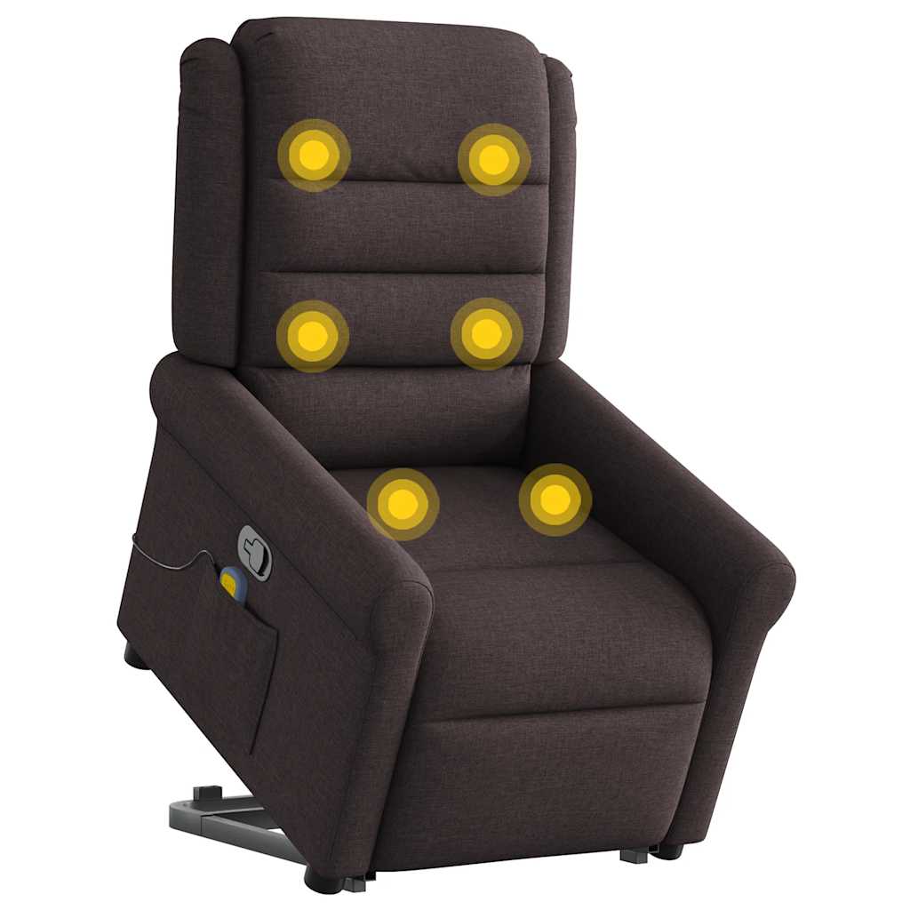 vidaXL Massagesessel mit Aufstehhilfe Dunkelbraun Stoff