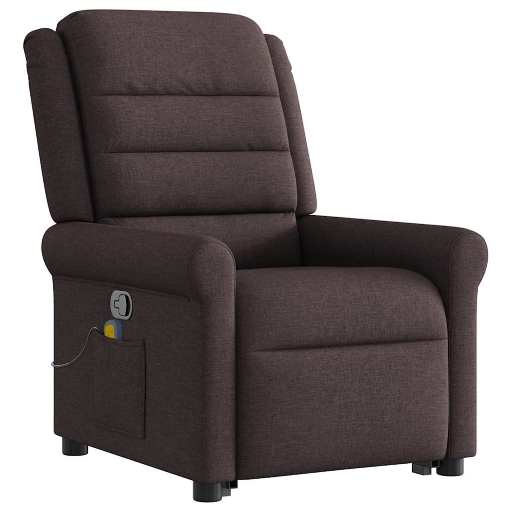 vidaXL Massagesessel mit Aufstehhilfe Dunkelbraun Stoff