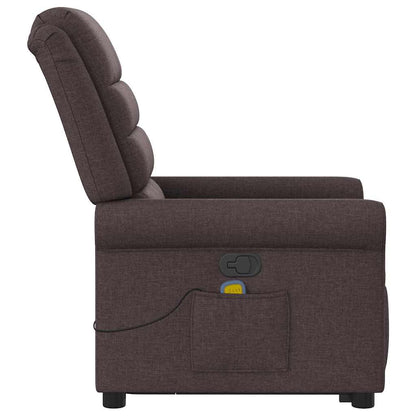 vidaXL Massagesessel mit Aufstehhilfe Dunkelbraun Stoff