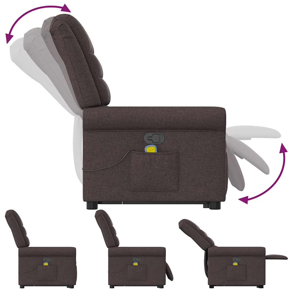 vidaXL Massagesessel mit Aufstehhilfe Dunkelbraun Stoff