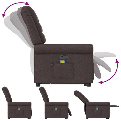 vidaXL Massagesessel mit Aufstehhilfe Dunkelbraun Stoff
