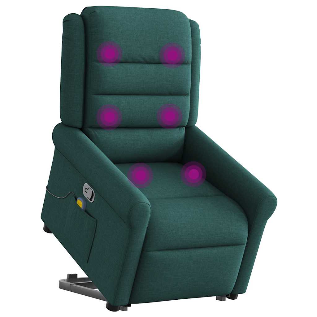 vidaXL Fauteuil de massage releveur Vert foncé Tissu