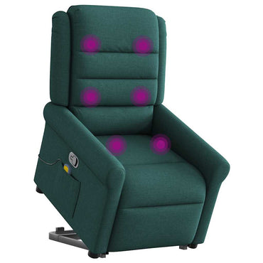 vidaXL Fauteuil de massage releveur Vert foncé Tissu