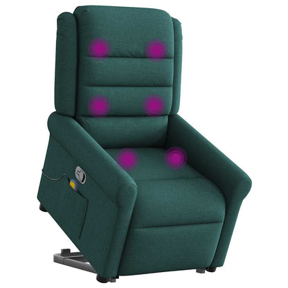 vidaXL Fauteuil de massage releveur Vert foncé Tissu