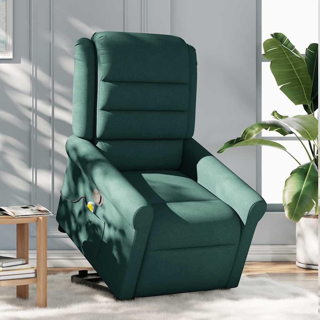 vidaXL Fauteuil de massage releveur Vert foncé Tissu