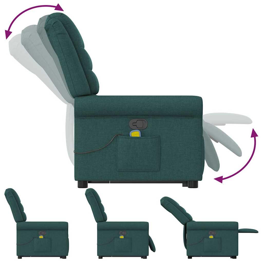 vidaXL Fauteuil de massage releveur Vert foncé Tissu