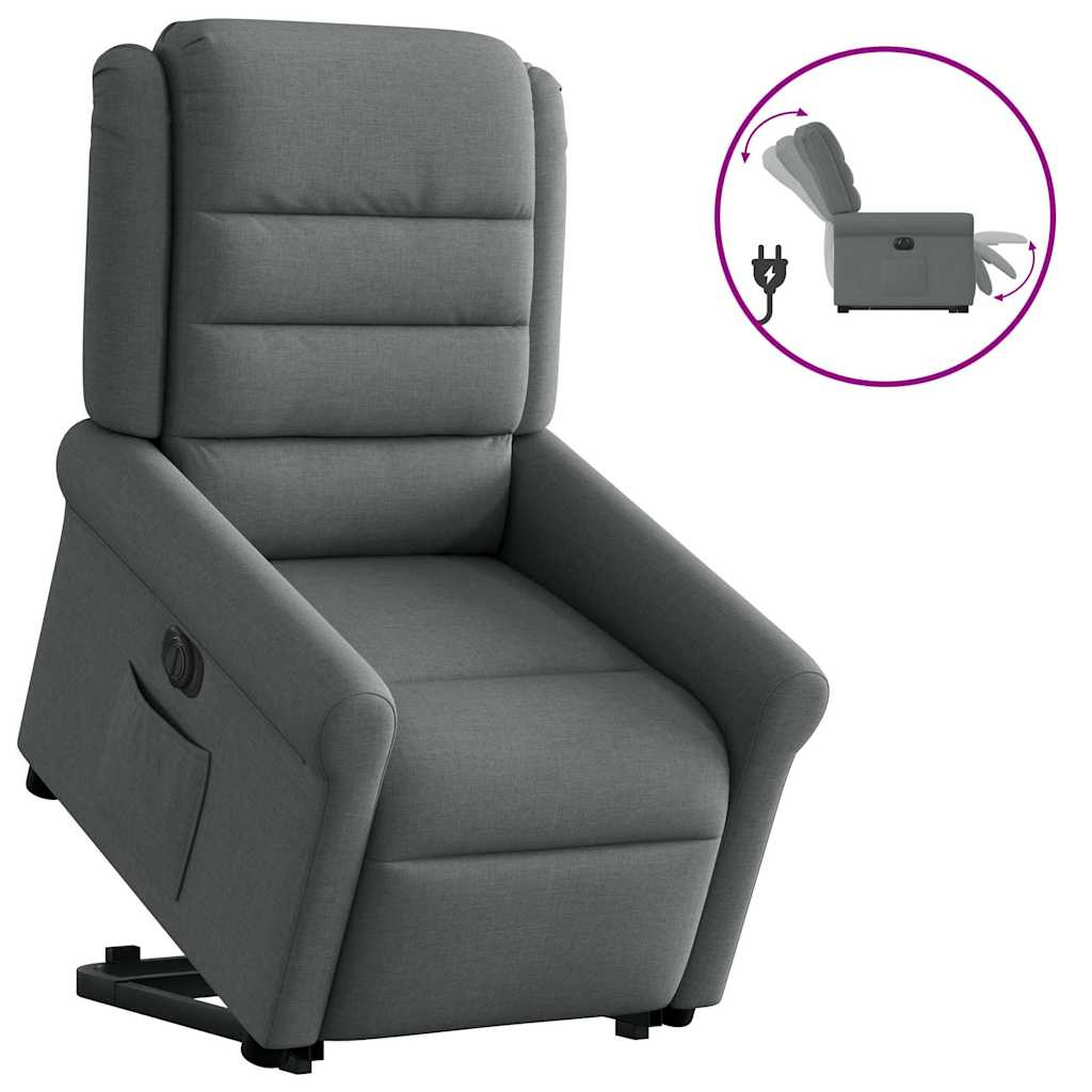 vidaXL Relaxsessel mit Aufstehhilfe Elektrisch Dunkelgrau Stoff