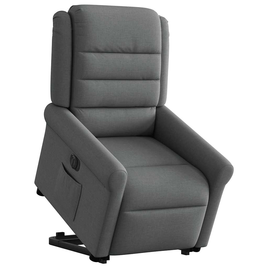 vidaXL Relaxsessel mit Aufstehhilfe Elektrisch Dunkelgrau Stoff