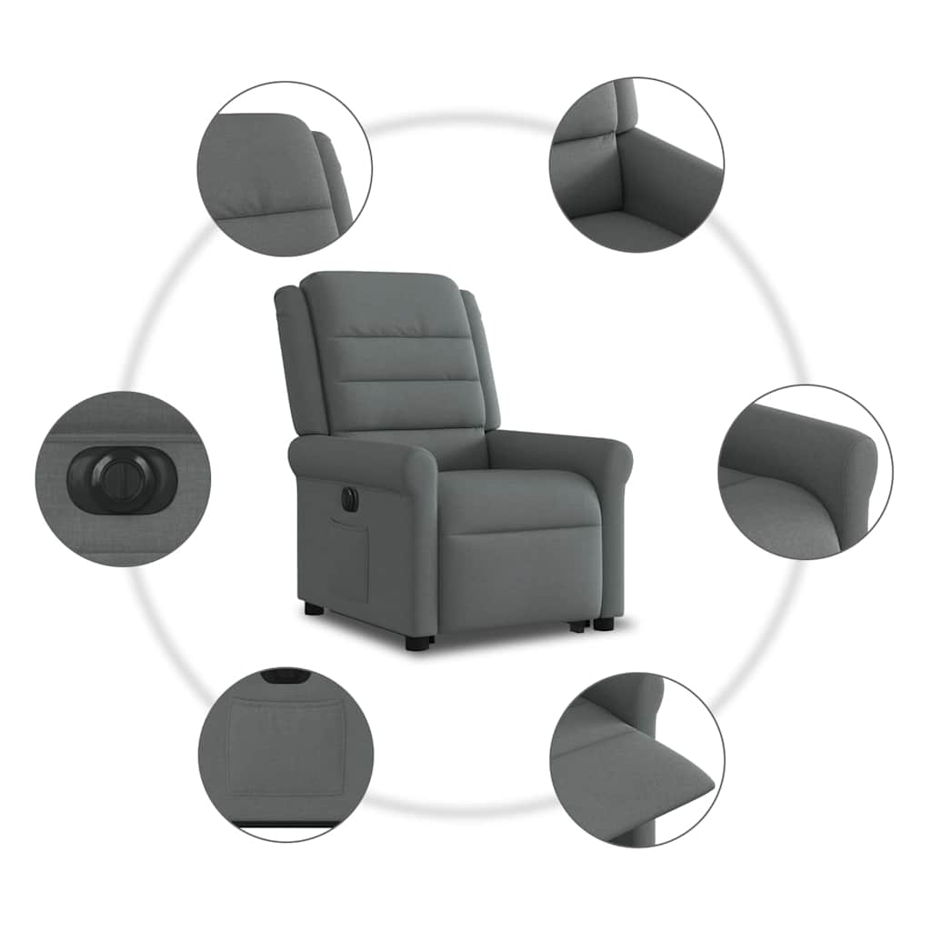 vidaXL Relaxsessel mit Aufstehhilfe Elektrisch Dunkelgrau Stoff
