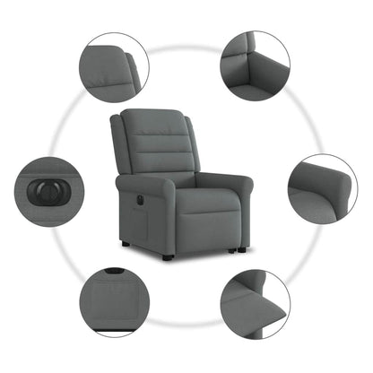 vidaXL Relaxsessel mit Aufstehhilfe Elektrisch Dunkelgrau Stoff