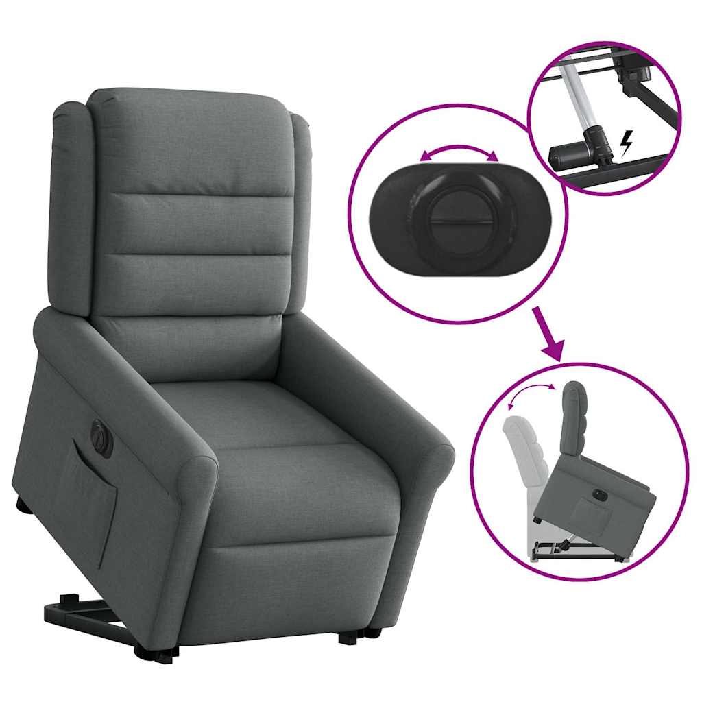 vidaXL Relaxsessel mit Aufstehhilfe Elektrisch Dunkelgrau Stoff