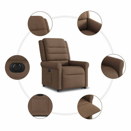 vidaXL Relaxsessel mit Aufstehhilfe Elektrisch Braun Stoff