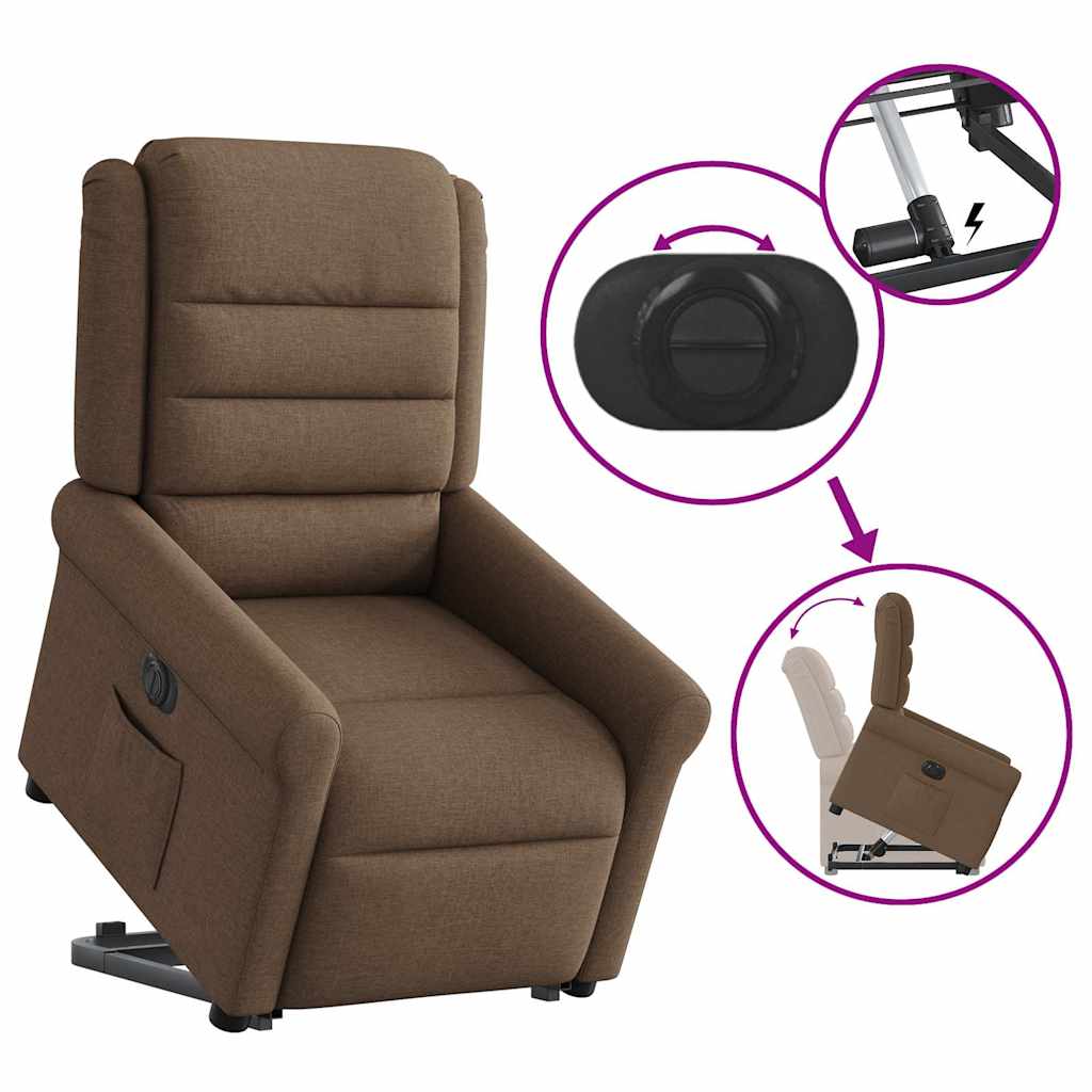 vidaXL Relaxsessel mit Aufstehhilfe Elektrisch Braun Stoff