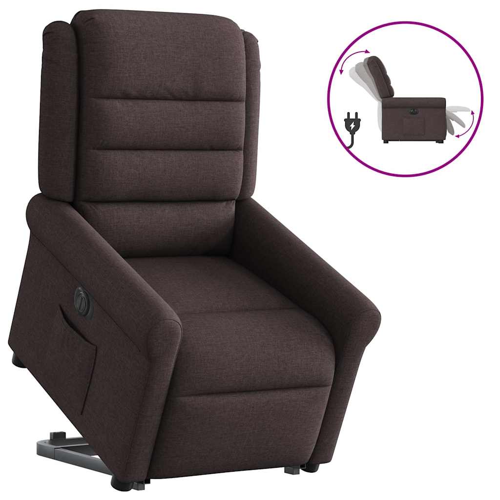 vidaXL Relaxsessel mit Aufstehhilfe Elektrisch Dunkelbraun Stoff