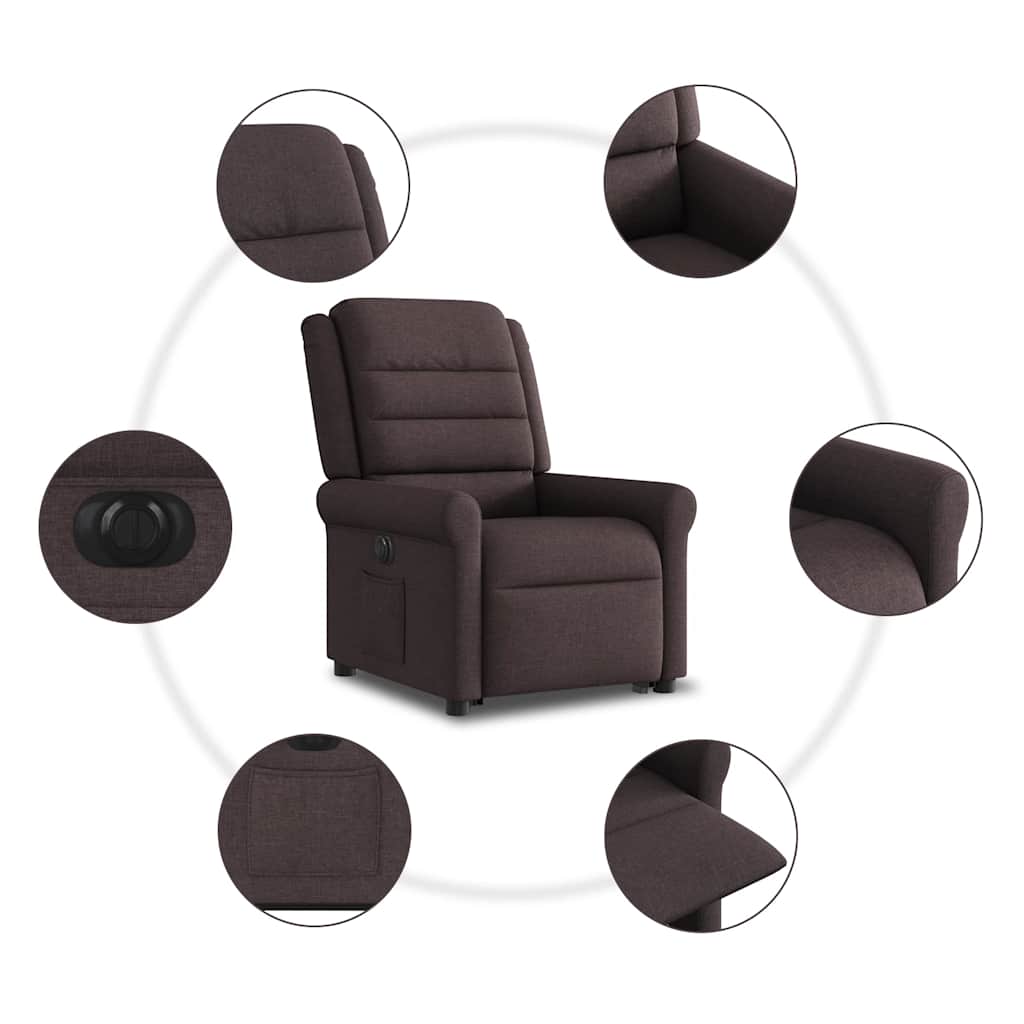 vidaXL Relaxsessel mit Aufstehhilfe Elektrisch Dunkelbraun Stoff