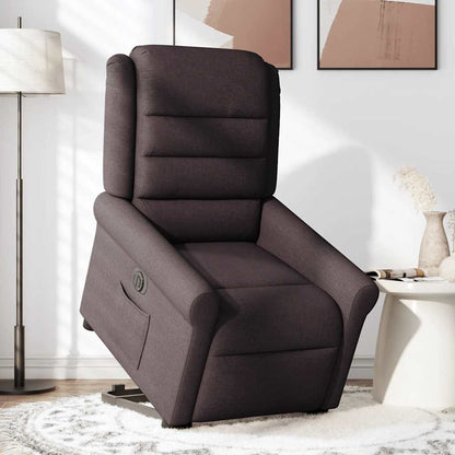 vidaXL Relaxsessel mit Aufstehhilfe Elektrisch Dunkelbraun Stoff
