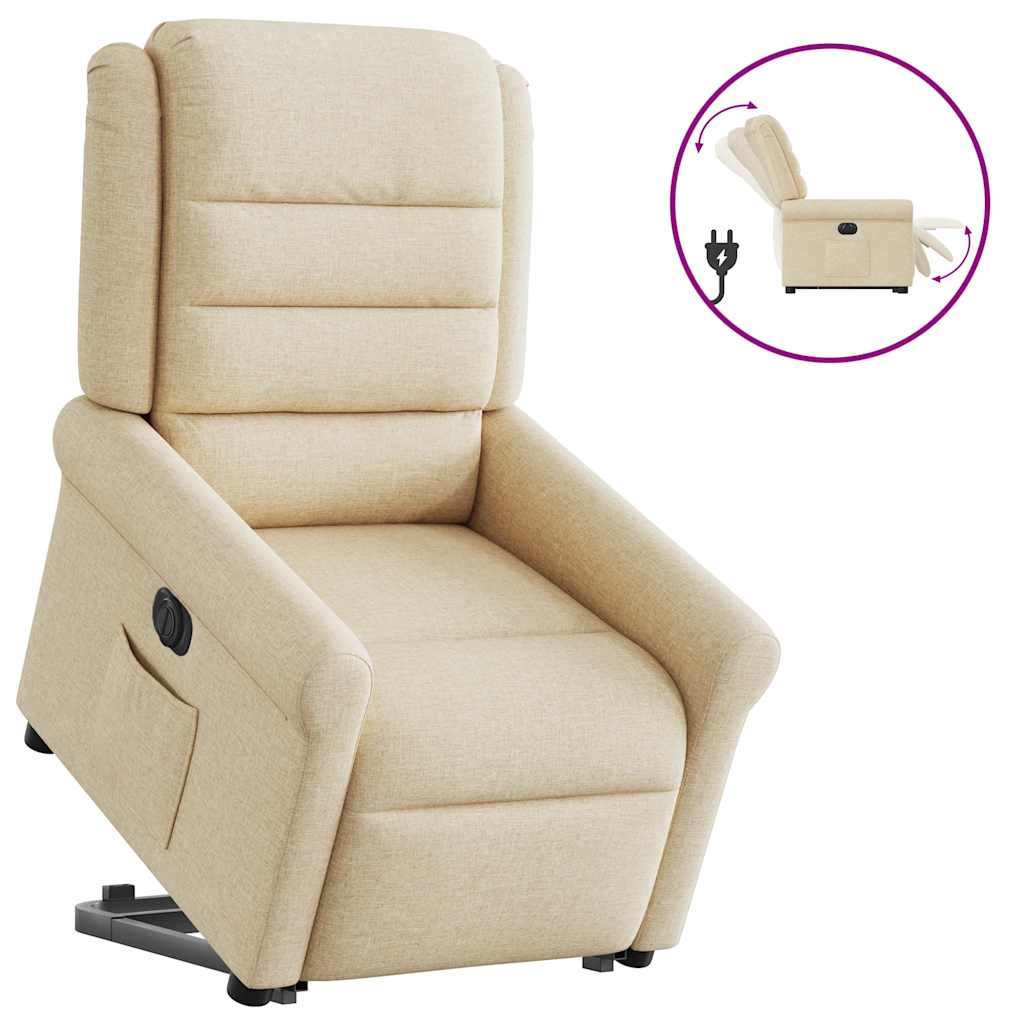 vidaXL Relaxsessel mit Aufstehhilfe Elektrisch Creme Stoff
