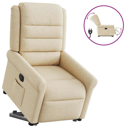 vidaXL Relaxsessel mit Aufstehhilfe Elektrisch Creme Stoff