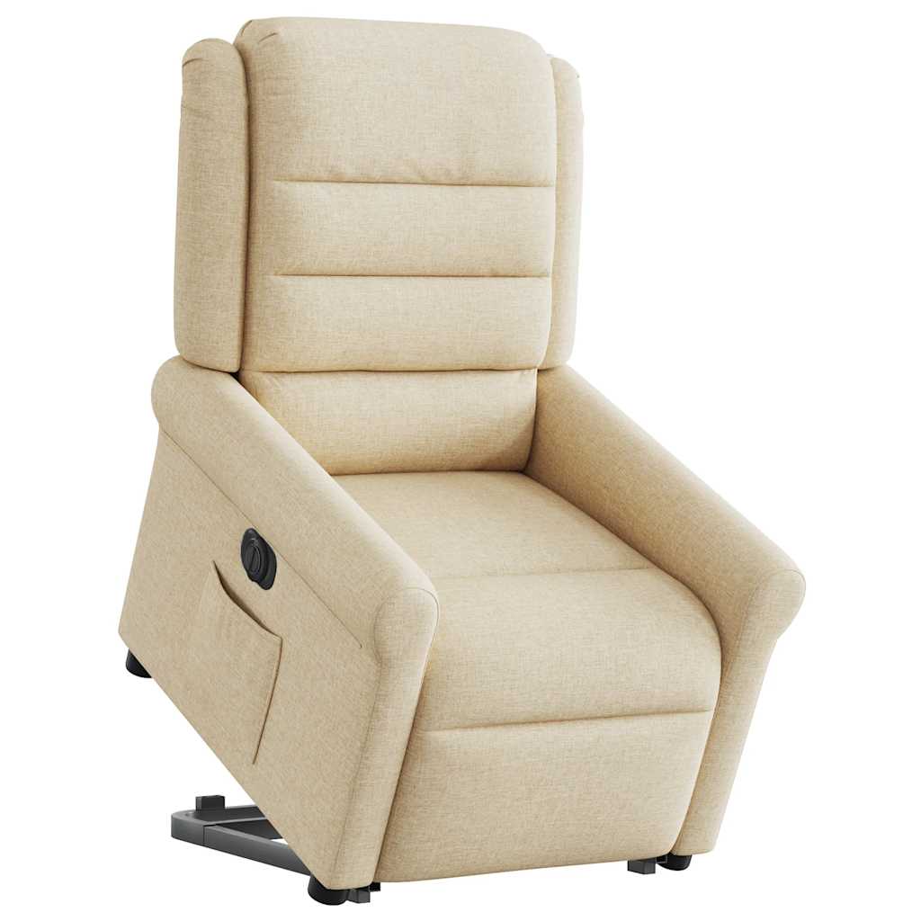 vidaXL Relaxsessel mit Aufstehhilfe Elektrisch Creme Stoff