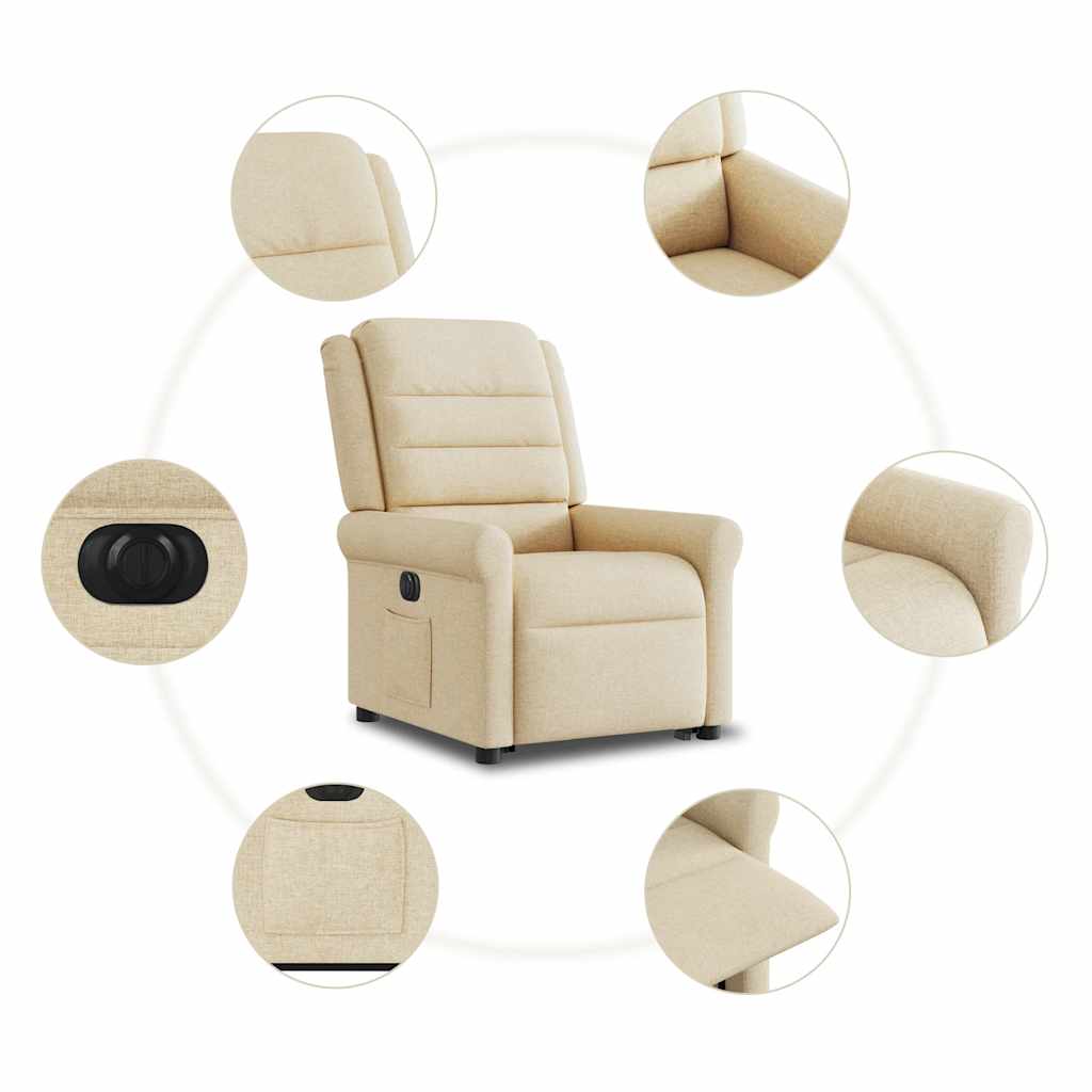 vidaXL Relaxsessel mit Aufstehhilfe Elektrisch Creme Stoff