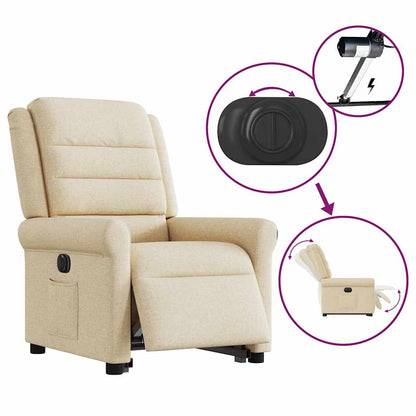 vidaXL Relaxsessel mit Aufstehhilfe Elektrisch Creme Stoff