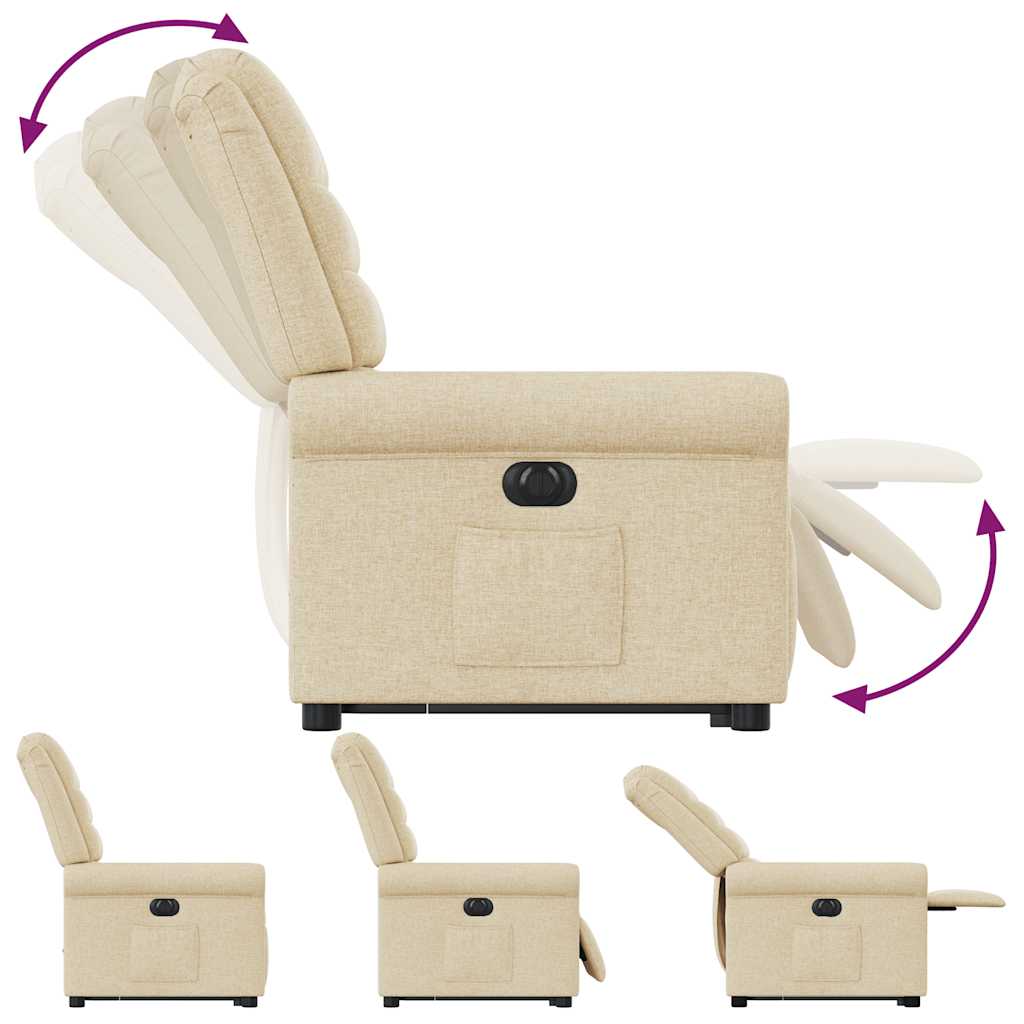 vidaXL Relaxsessel mit Aufstehhilfe Elektrisch Creme Stoff