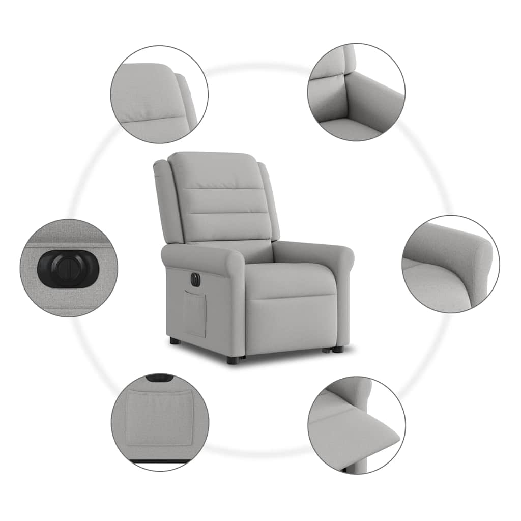 vidaXL Relaxsessel mit Aufstehhilfe Elektrisch Wolkengrau Stoff
