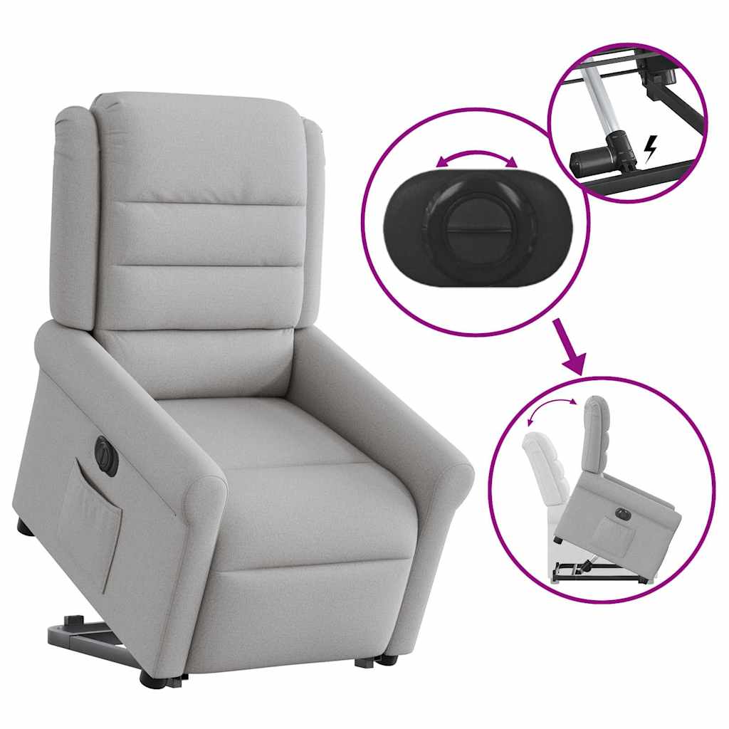 vidaXL Relaxsessel mit Aufstehhilfe Elektrisch Wolkengrau Stoff