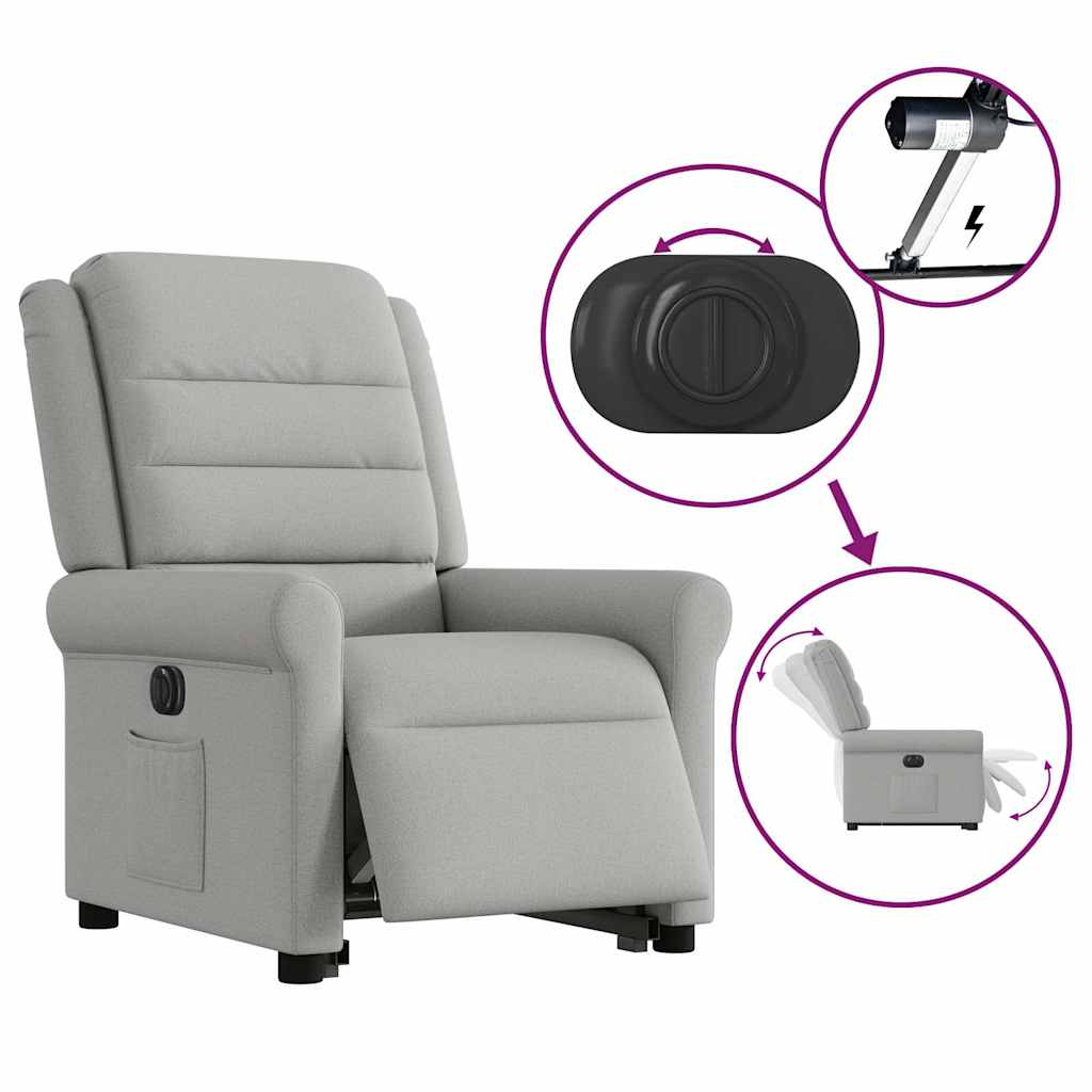 vidaXL Relaxsessel mit Aufstehhilfe Elektrisch Wolkengrau Stoff
