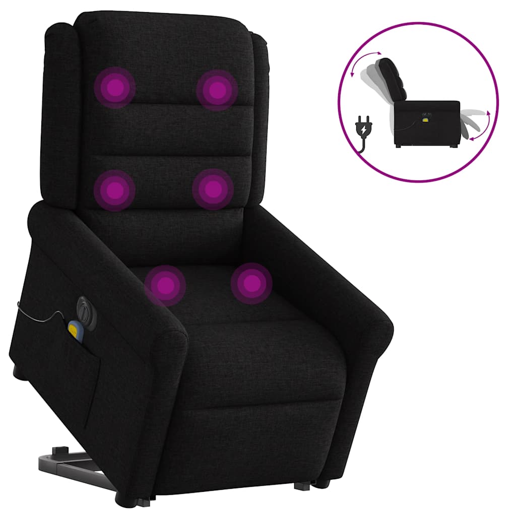vidaXL Fauteuil de massage électrique releveur tissu noir