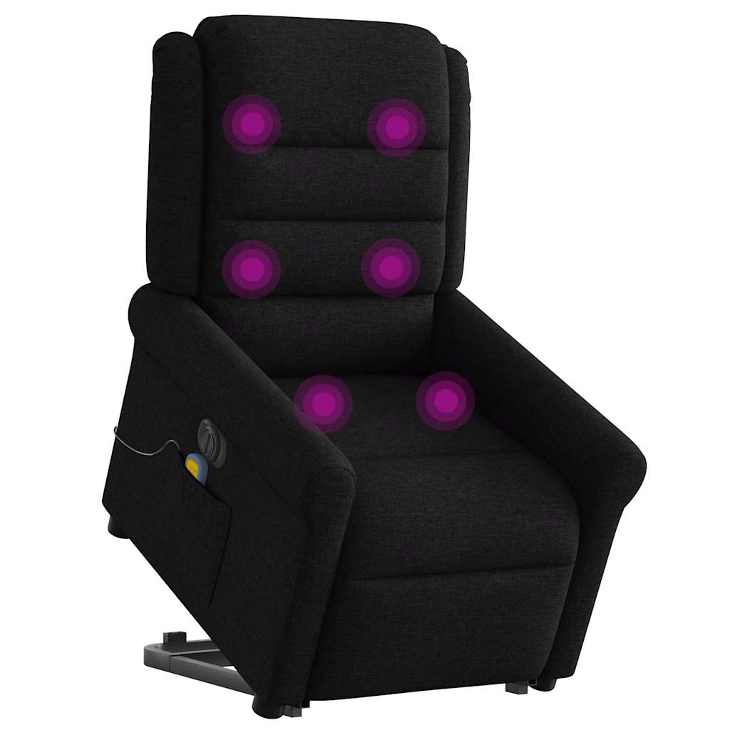 vidaXL Fauteuil de massage électrique releveur tissu noir