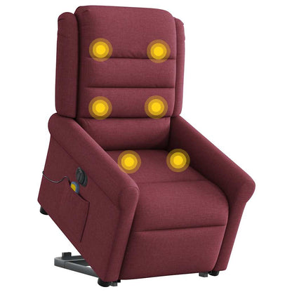 vidaXL Elektrischer Massagesessel mit Aufstehhilfe Weinrot Stoff
