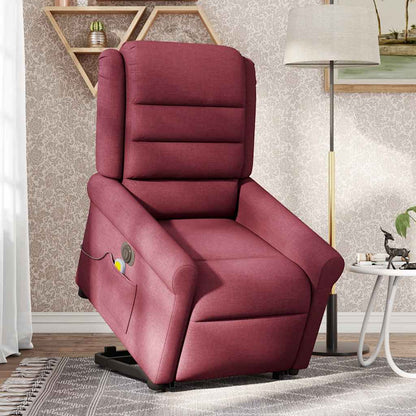 vidaXL Elektrischer Massagesessel mit Aufstehhilfe Weinrot Stoff