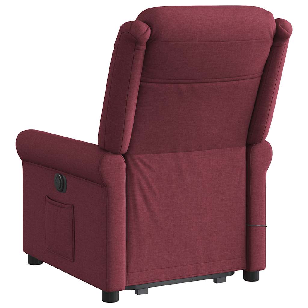 vidaXL Elektrischer Massagesessel mit Aufstehhilfe Weinrot Stoff