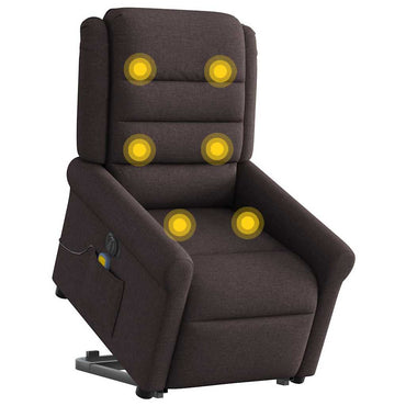 vidaXL Elektrischer Massagesessel mit Aufstehhilfe Dunkelbraun Stoff