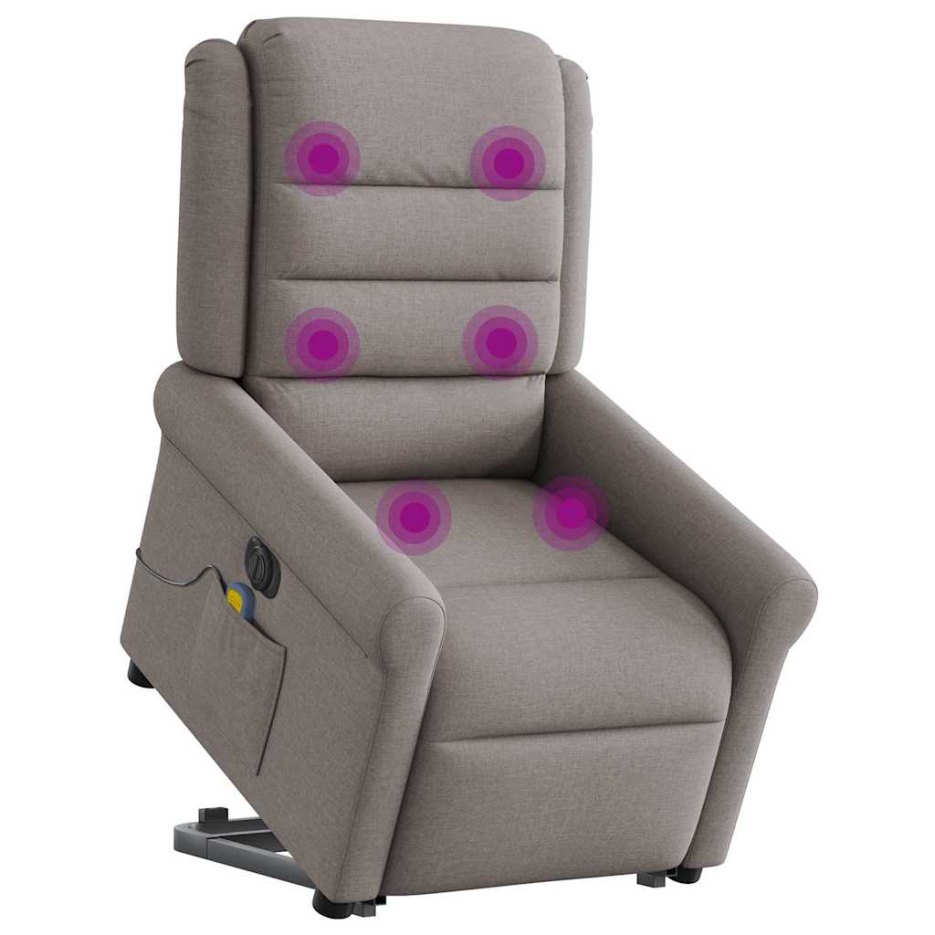 vidaXL Fauteuil de massage électrique releveur tissu taupe
