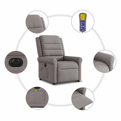 vidaXL Fauteuil de massage électrique releveur tissu taupe