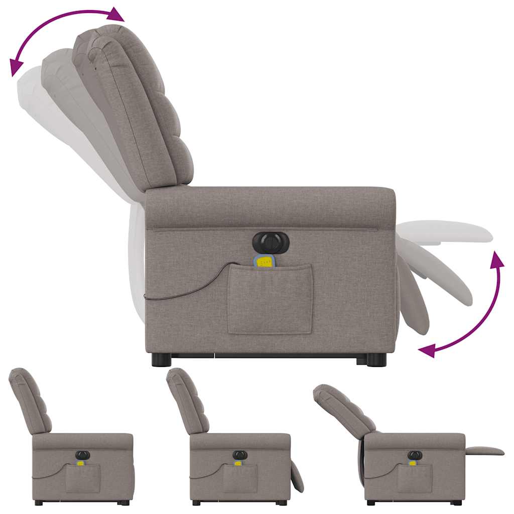 vidaXL Fauteuil de massage électrique releveur tissu taupe